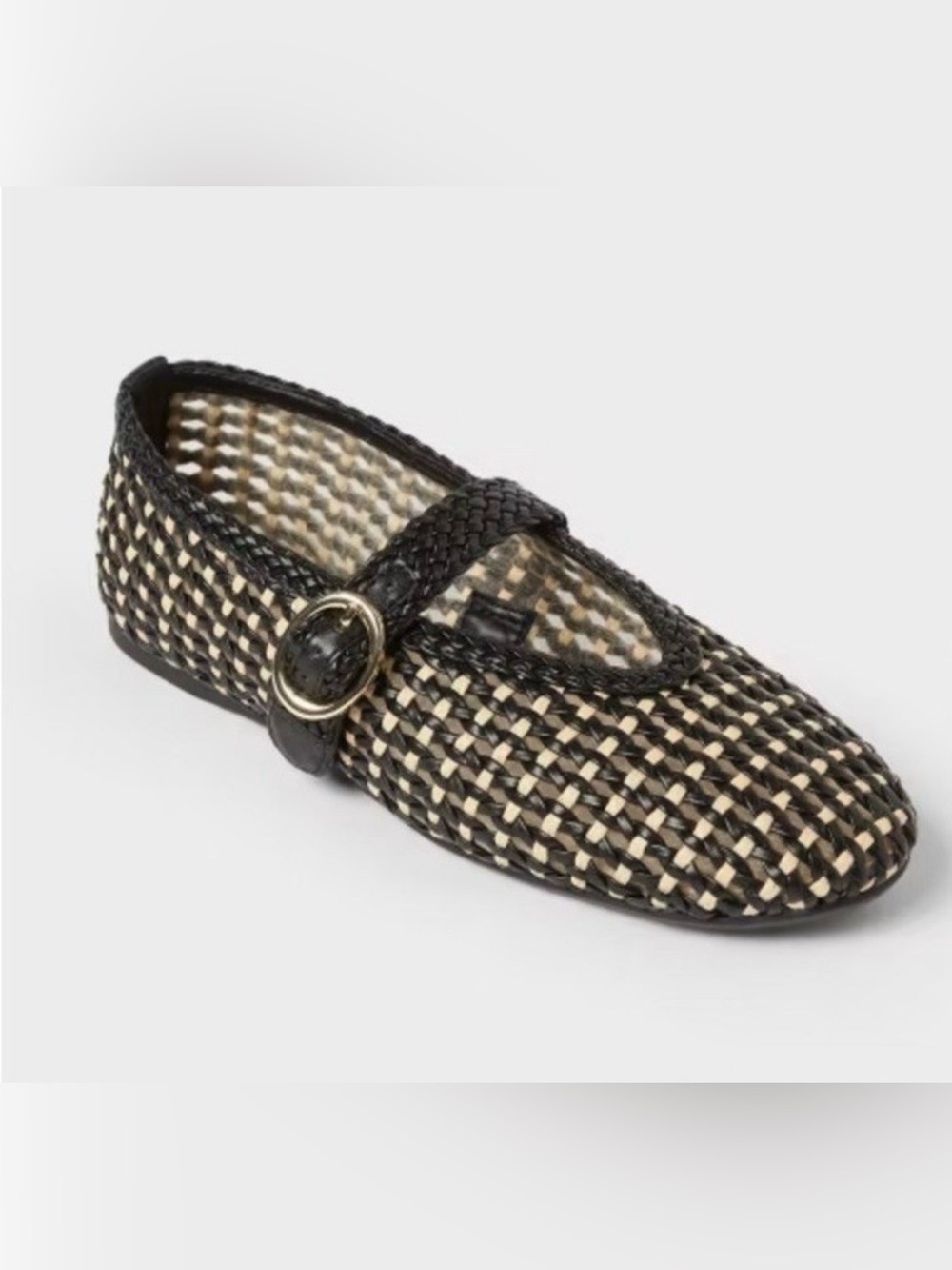 Universal Thread Black & Cream Woven Mary Jane Loafers